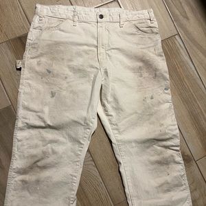Mens Dickies Distressed Painter Pants White Cargo Utility